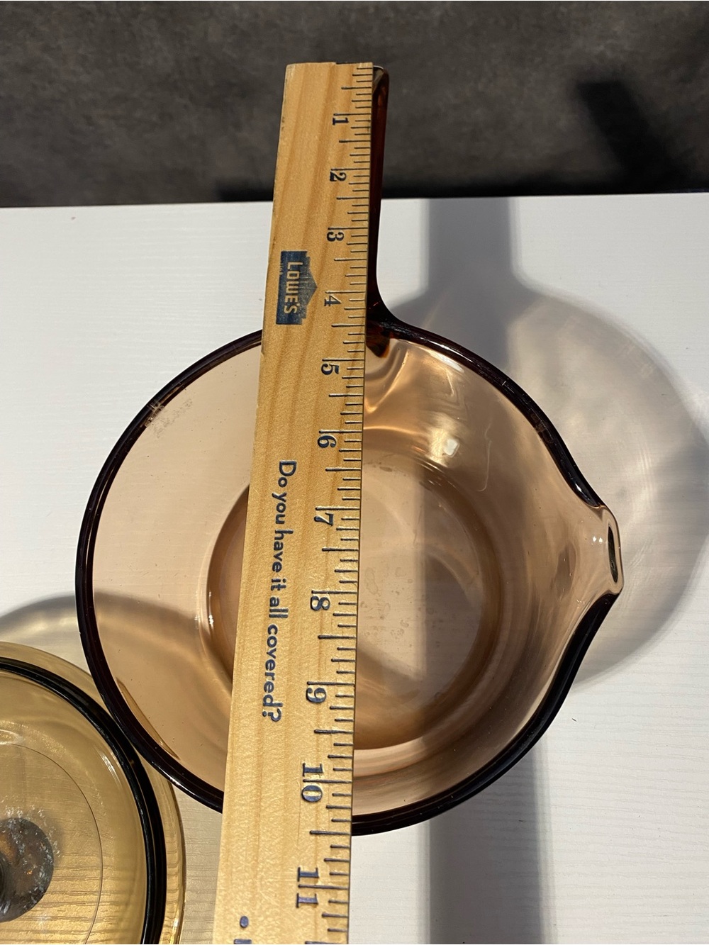 Vintage Corning Visions Amber Glass Saucepan 1L 1 Quart Pot Pour Spout W/ Lid - Picture 9 of 11